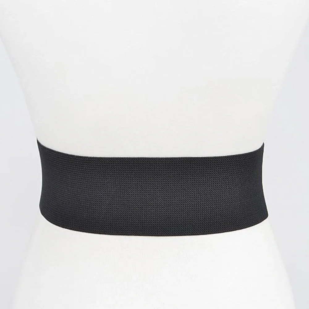 Gold Lion Medallion Large Buckle Stretch Statement Belt